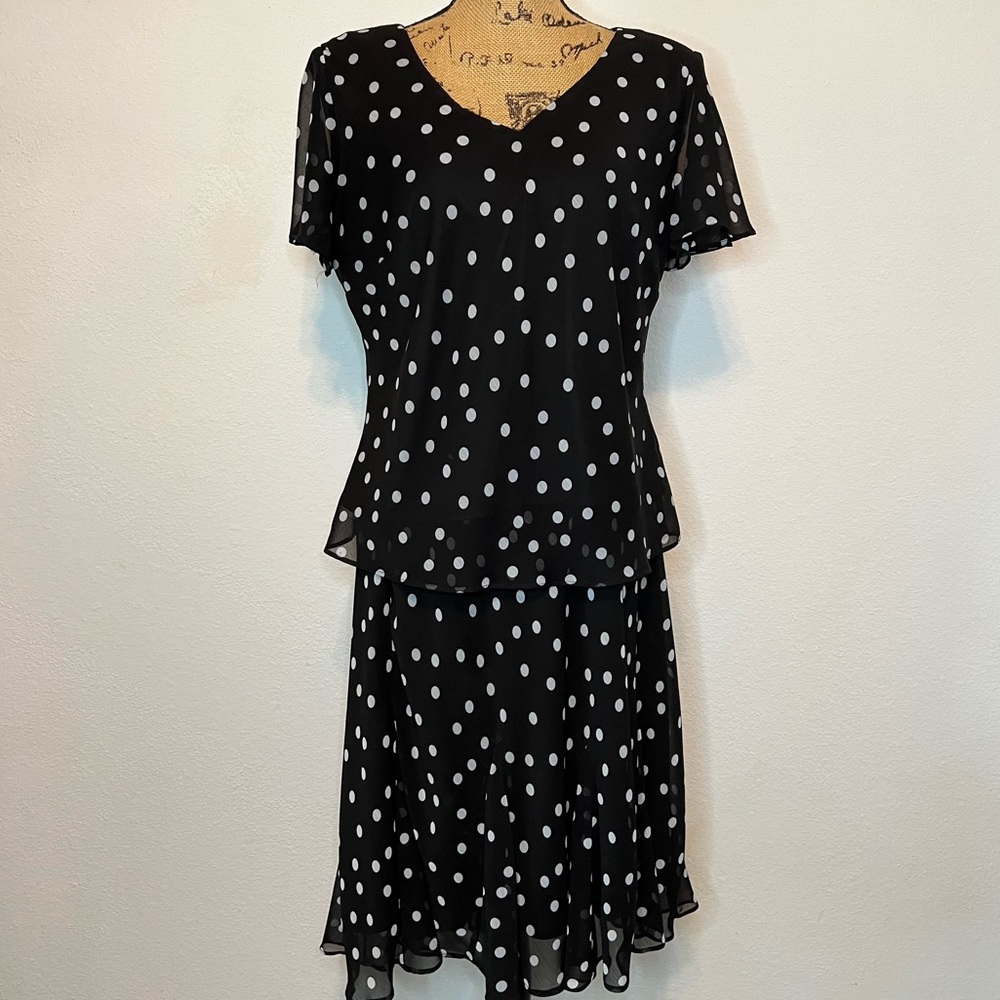 Draper’s & Damons Two Piece Polka Dot Dress set 14p